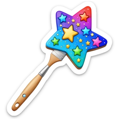 a painting brush with shiny stars, make it modern style sticker
