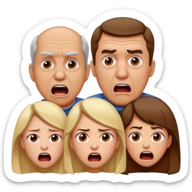 HAZ UNA FAMILIA GRITANDO, MI NOVIA, MI OPAPA. MI MAMA Y YO. CARA DE GRITOS FUERTEES. QUE SE NOITE QUE GRITAN MOLKESTOS sticker