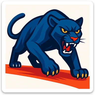 Add a solid white background behind the blue panther, keep the rest unchanged. sticker