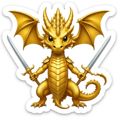 gold dragon with swords  sticker