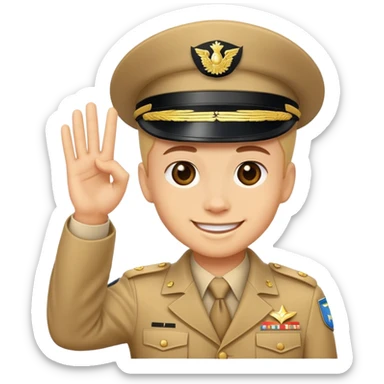 smiling face giving a salute, gesture of agreement sticker