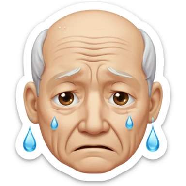 old man crying with water droplet tears in eyes  sticker