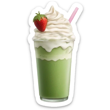 iced matcha latte with strawberry whipped cream  sticker