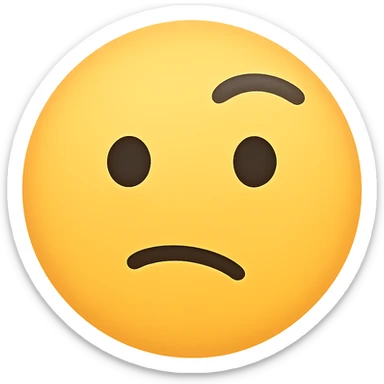 Add color to the sarcastic emoji with a raised eyebrow, keeping the icon style with a transparent background. The emoji should have a sarcastic expression with a raised eyebrow and colored details consistent with icon style. sticker
