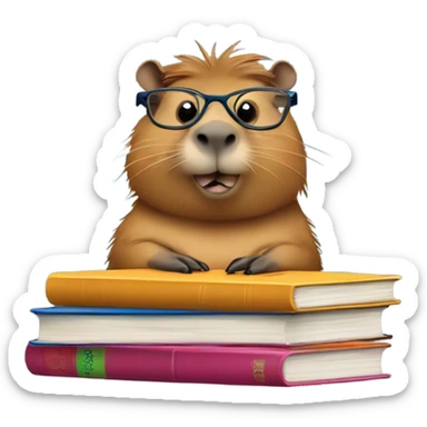 Clever CAPIBARa with books sticker