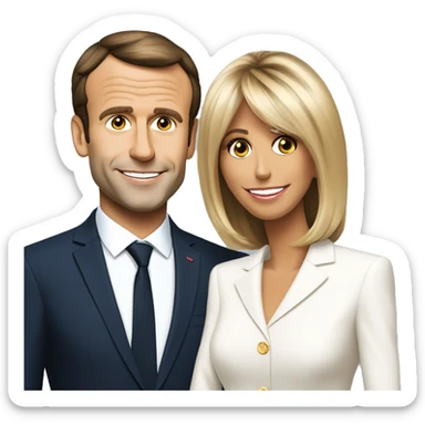 Brigitte Macron avec Emmanuel Macron sticker