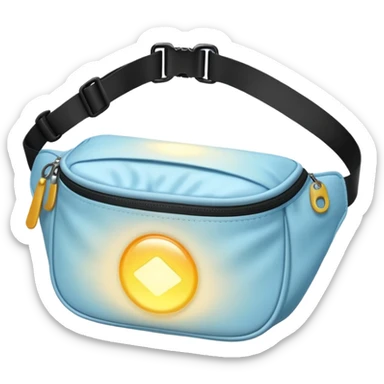 Opened bum bag, showing a bright glowing light sticker