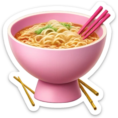 traditional ramen, pink and gold bowl, gold chopsticks sticker