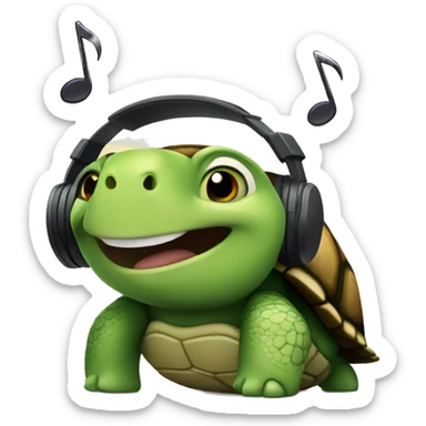 buff turtle listening to music sticker