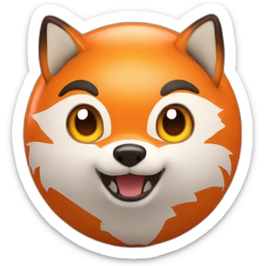 3d sphere with a cartoon fox skin with big eyes sticker