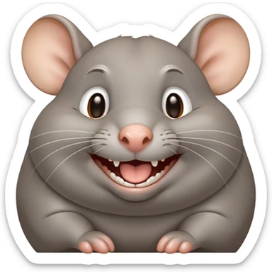 Gray fat rat that’s laughing really hard sticker
