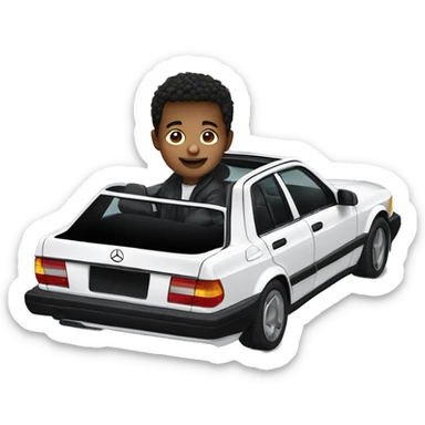 boy Sitting in a mercedes benz evo 190 e sticker