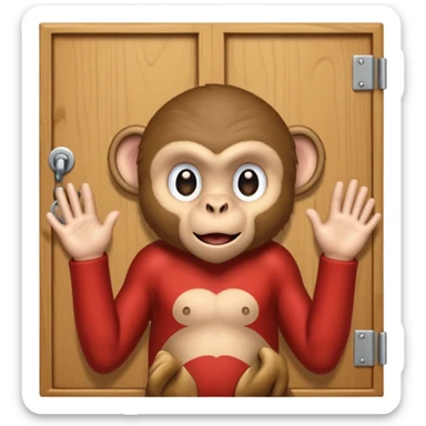 monkey knocking on door sticker