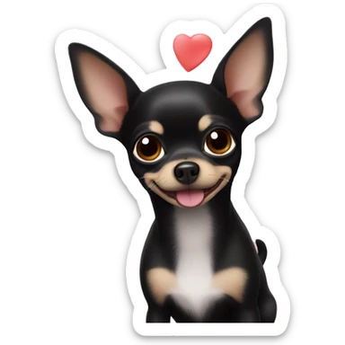 Black chihuahua and heart sticker