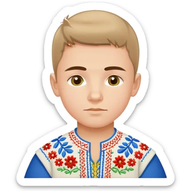 Ukrainian boy in traditional embroidered vyshyvanka shirt sticker