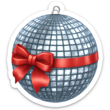 disco ball with red bow on the top  sticker