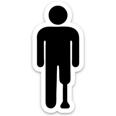 solid filled icon of a man with a peg leg sticker