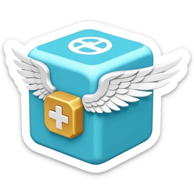 Number cyan 67 Lucky Block with white wings  sticker