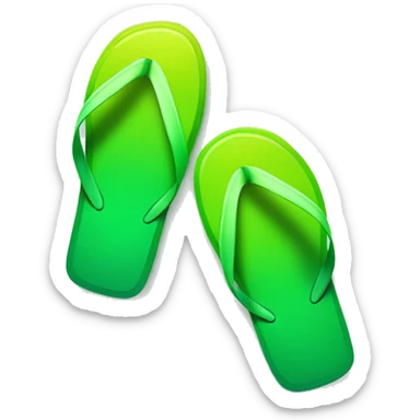 Realistic lime green gradient pair of summer flip flops isolated. sticker