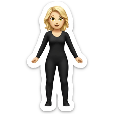 White girl wearing a black bodysuit full body sticker