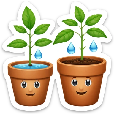 calendar emoji with most dates as plants, one date has a leaf, one has a water drop, and one has a pot, all spaced out sticker