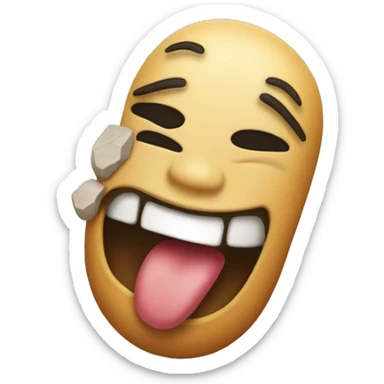 Standard emoji closed eyes with it's tongue out and a little bit to the side, holding a rock hand emoji over the tongue sticker