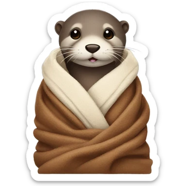 otter cozy in blanket sticker