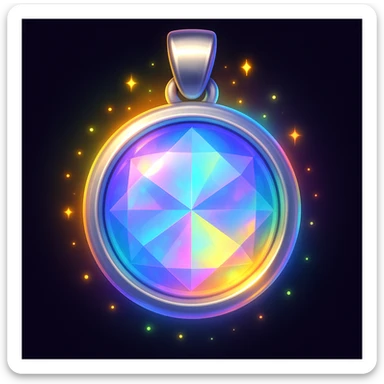 Add an iridescent glow to the blue moonstone holographic gem charm with silver metal frame, keep emoji style, no gemstone accents sticker