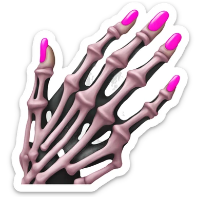 Skeleton hand with pink nails pretty sticker