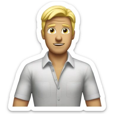 blond air guy stress in front of a plane sticker