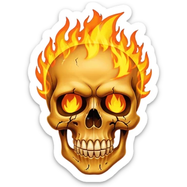 Make a rockstar like fill a skull with fire on it sticker