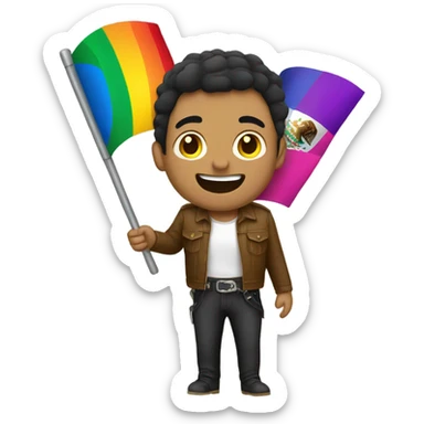 Mexican Holding Gay pride flag sticker