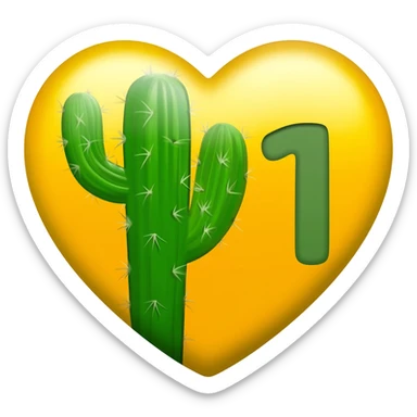 A yellow badge heart with a catcus and number 1 on it sticker