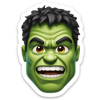 a hulk face with one eye brow raised smiling sticker