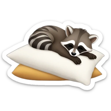racoon sleeping on bed with pillow sticker
