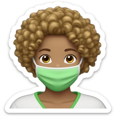 curly girl in AirPods Pro Max green sticker