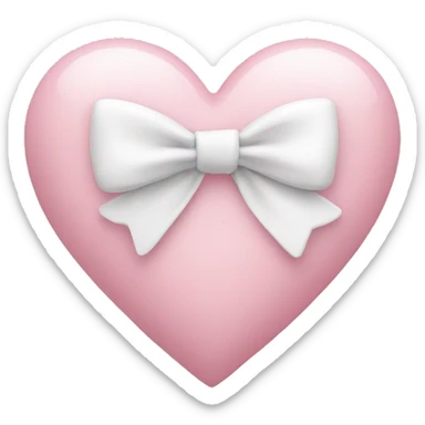 Pastel pink heart with white bow sticker