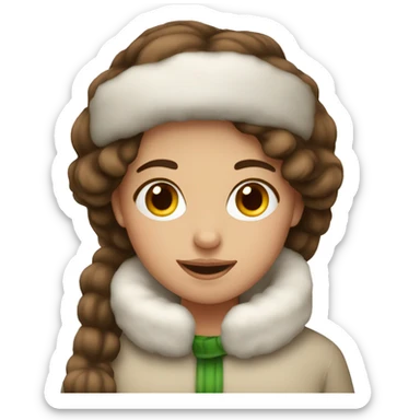 Christmas girl with brown hair cozy sticker