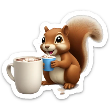 Squirrel with hot chocolate  sticker