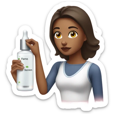 a brunette girl doing skin care sticker
