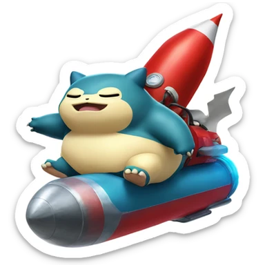 snorlax pokémon riding a red rocket  sticker
