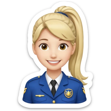 Young Female: ponytail hair, wearing uniform, white skin sticker