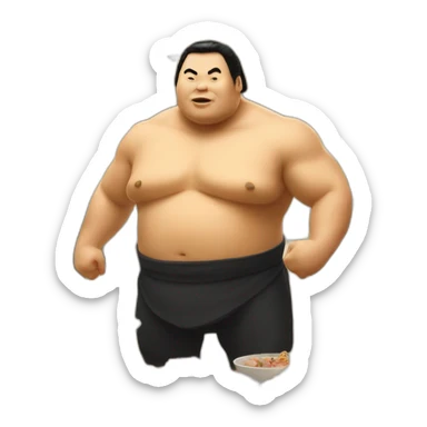 sumo wrestler at a buffet sticker