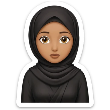 a brown hijabi girl wearing a black silk maxi dress sticker