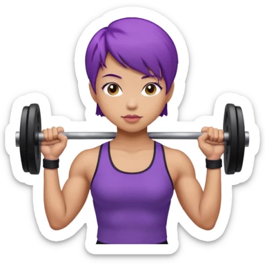 weight lifting female short purple hair asian sticker