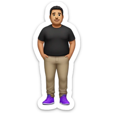 Fat latino Guy with red pants and purple shoes and black shirt sticker