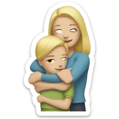 blonde woman hugging child sticker