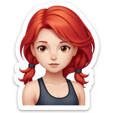 Cute gym girl with red long hair blushing  sticker