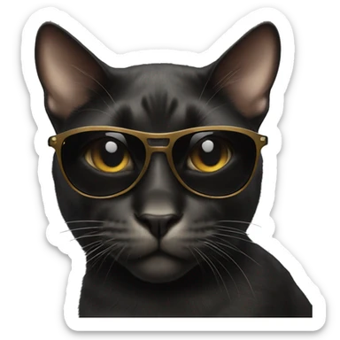 Black cat with leopar sunglasses  sticker