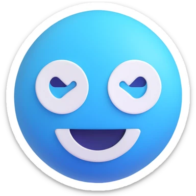 simple rounded about or information icon blue and white emoji style sticker